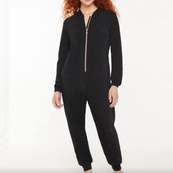 Savage X Fenty Forever Jumpsuit‎ Hoodie Zip Up Loungewear Black Women's XS - Picture 1 of 5